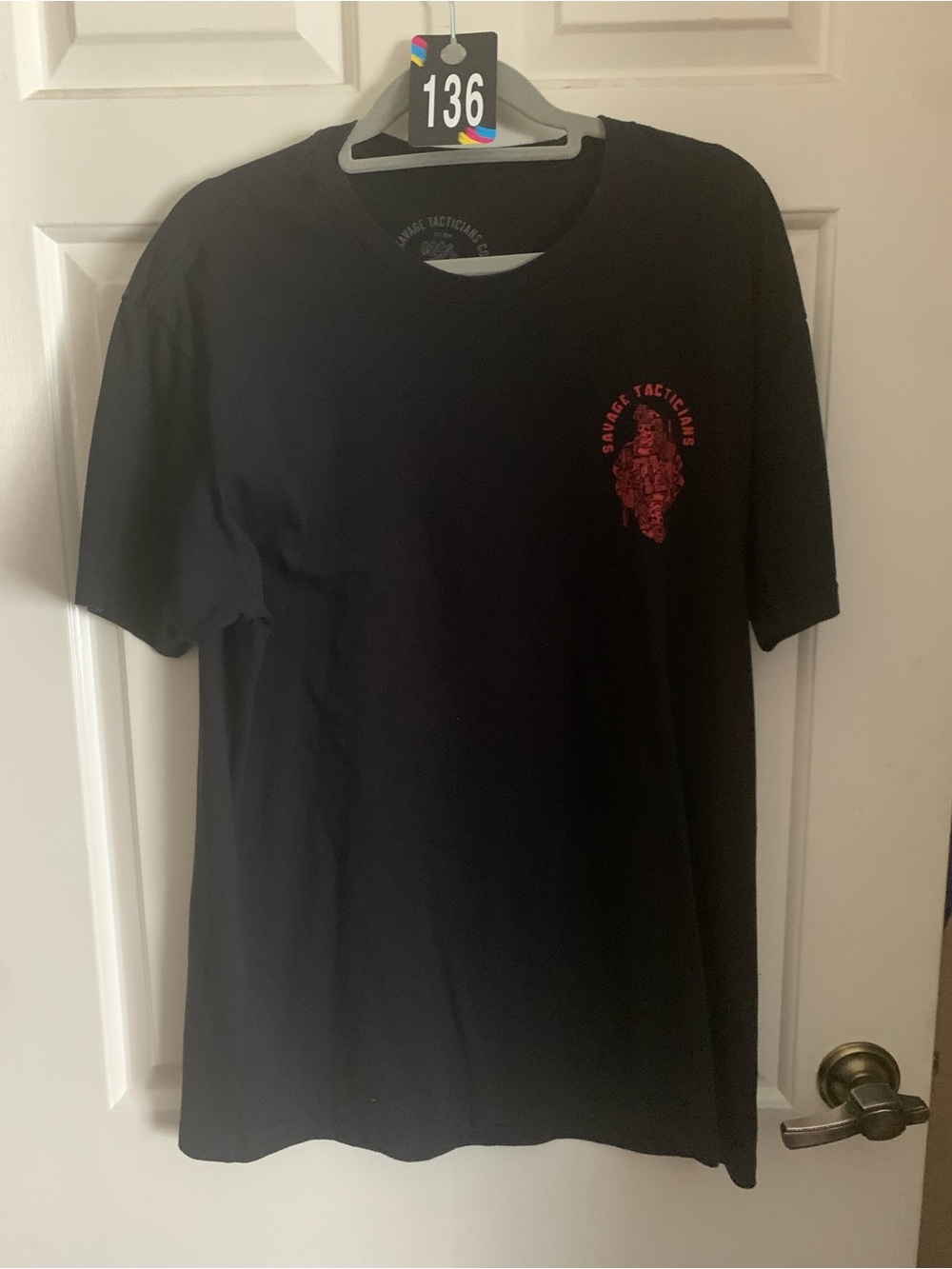 Savage Tacticalus Black Short-Sleeve Tee with Red Chest Graphic